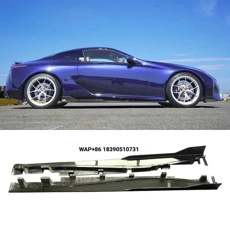 Dry Carbon Fiber Side Skirts T Style Side Door Panel Body Molding Cover Trim for LC500 LC500H Exterior Body Kit