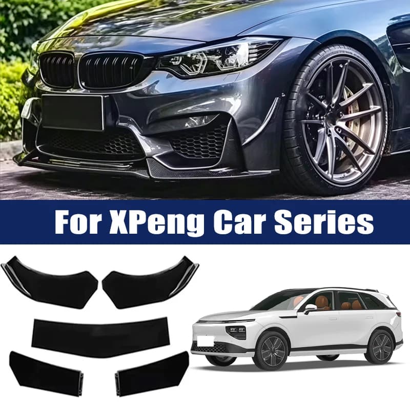 5Pcs ABS Front Bumper Lip Body Kit Spoiler Splitter Canard Trim Exterior Accessories For XPeng P5 P7 P7+ G3 G6 G9 X9 MONA M03