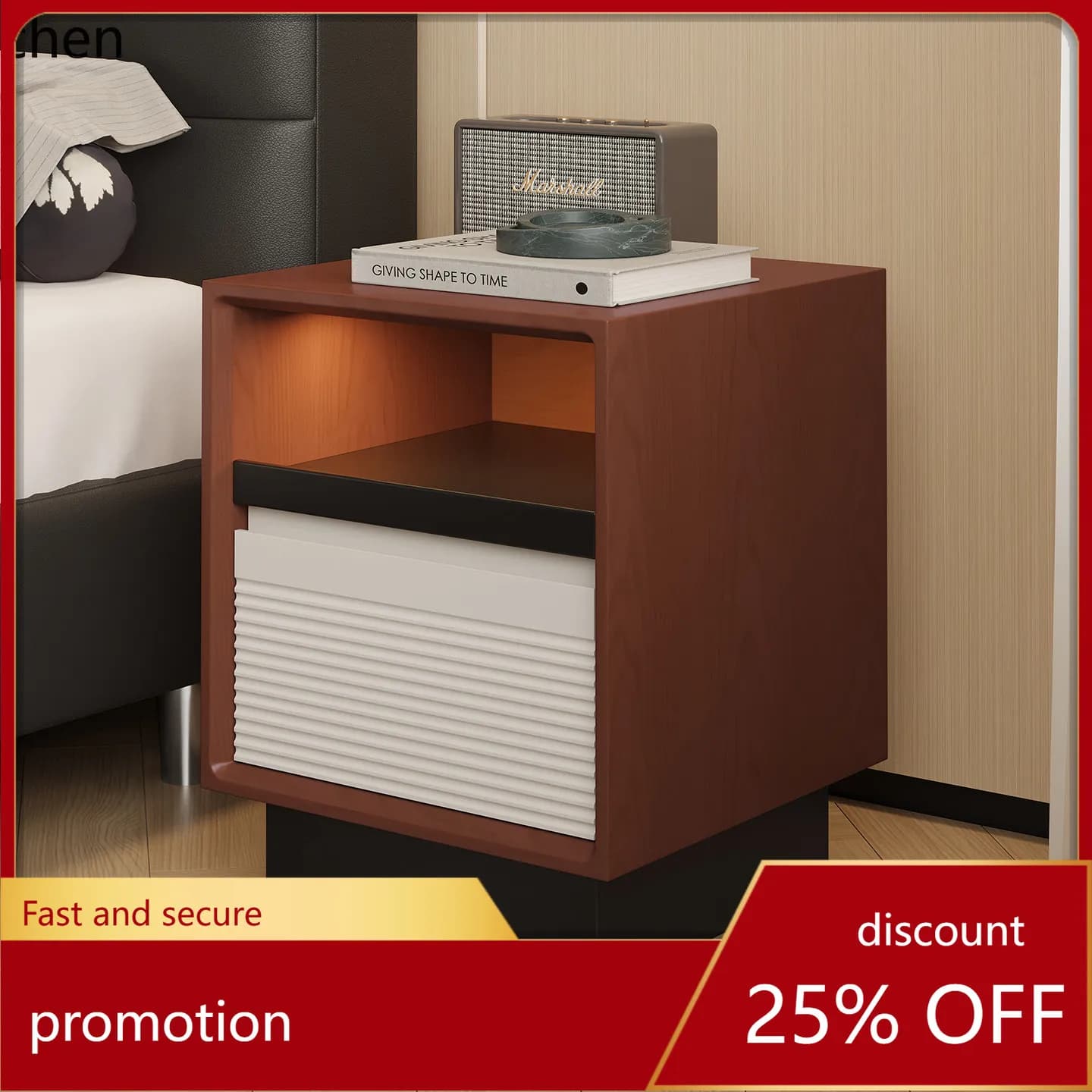 HXL Solid Wood Bedside Table Bedroom Storage Bedside Cabinet Organizer