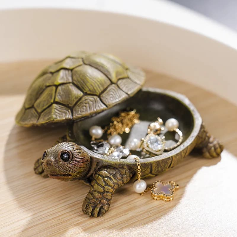 Creative Turtle Jewelry Storage Box Resin Statue Crafts Home TV Cabinet Decoration Sculpture Doll Art Design Jewelry Decoration