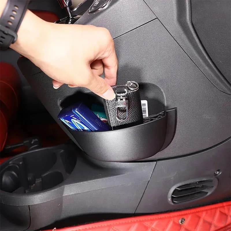 For Fiat 500 11-17 ABS Black Car Center Console Side Storage Box Mobile Phone Storage Box Interior Car Accessories