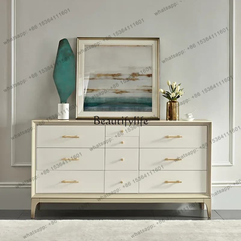 Customization New American light luxury solid wood chest modern simple living room entrance storage cabinetL