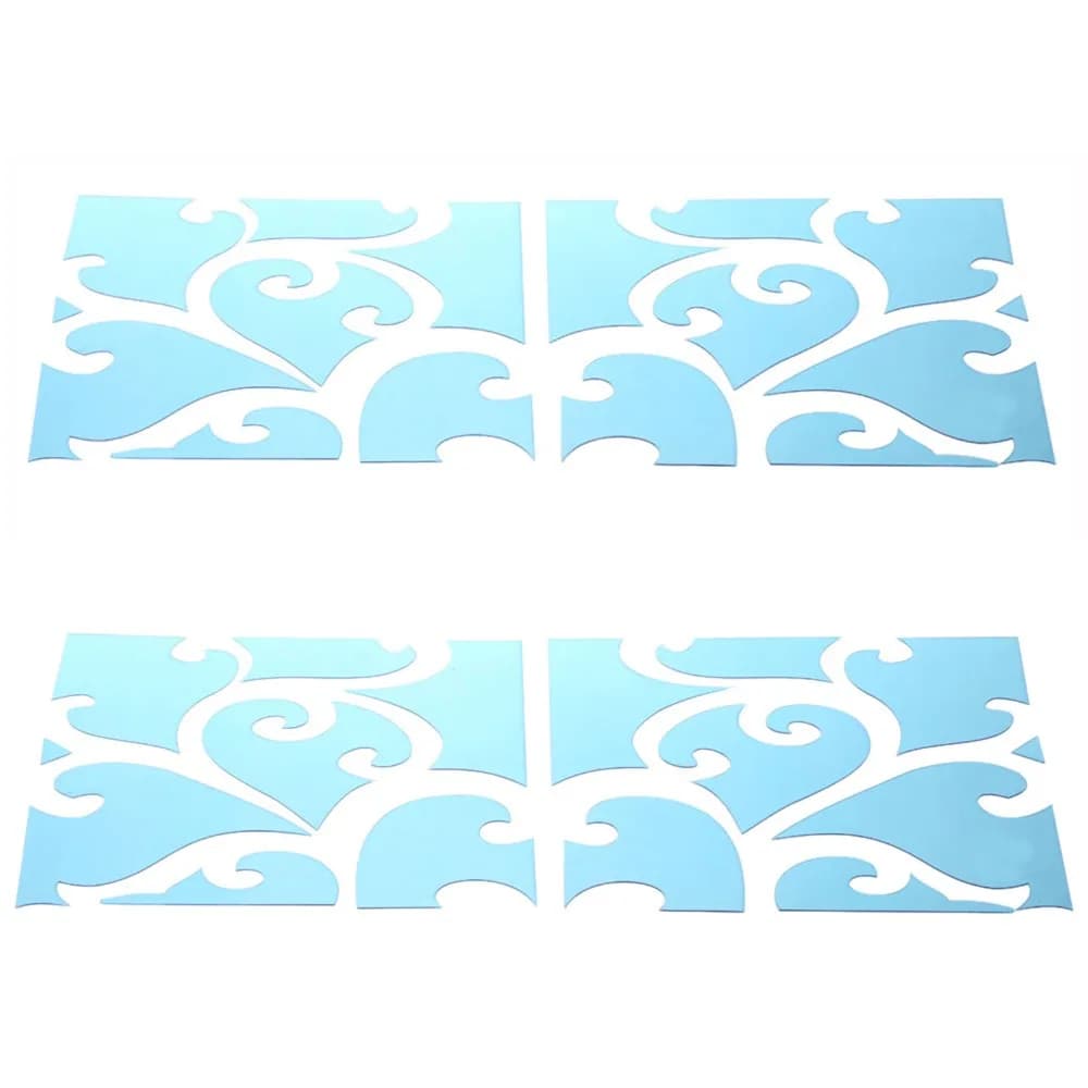 4pcs 20x20cm Mirror Wall Stickers Slivery Removable Acrylic Wall Decals Self Adhesive 3D Effect Wall Decal Mural