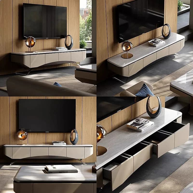 Natural Marble Slab TV Stand Modern Simple Small Apartment Living Room Home Villa Italian Minimalist