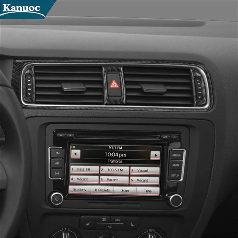 For Volkswagen Jetta 2011-2014 Carbon Fiber Center Air Vent Stickers Frame Cover Trim Car Interior Decorative Accessories