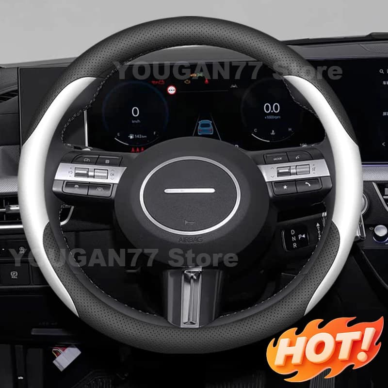 Leather Car Steering Wheel Cover For Hyundai Tucson Hybrid N Line 2025 2024-2015 Auto Steering Wheel Hyundai Tucson Accessories