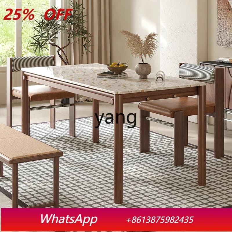 LMMblack walnut antique household solid wood rectangular dining table