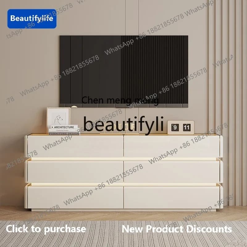 cqy New TV cabinet High light luxury high sense bucket cabinet Ultra-thin storage small narrow cabinet
