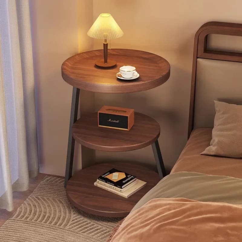 Wrought iron bedside table Household bedroom Small rental room Small side few Simple shelf cabinet