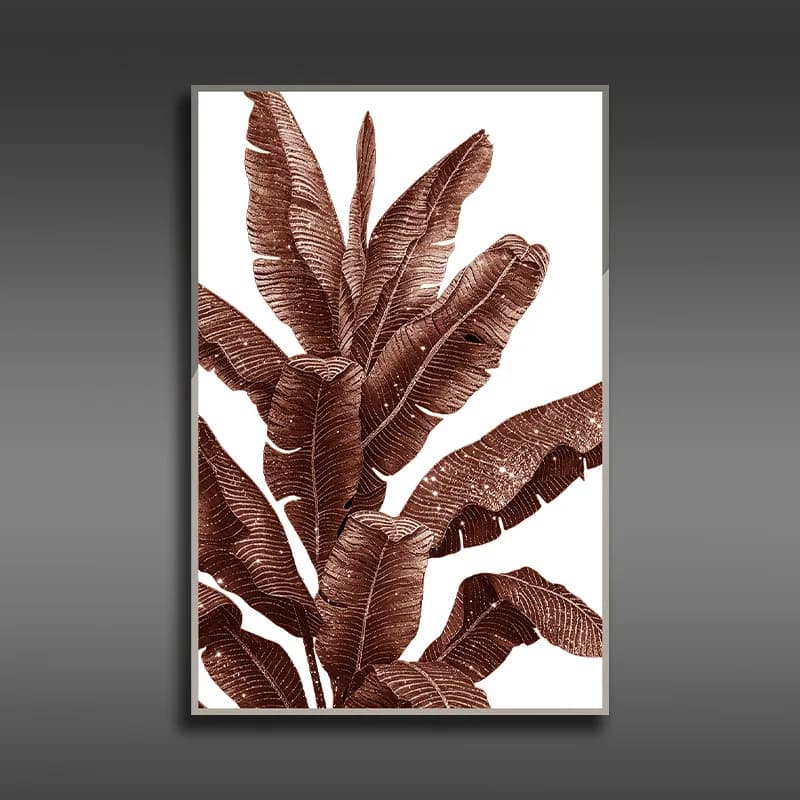 CX Banana Leaf Light Luxury Diamond-Inlaid Crystal Porcelain Painting Entrance Dining Room Hanging Painting