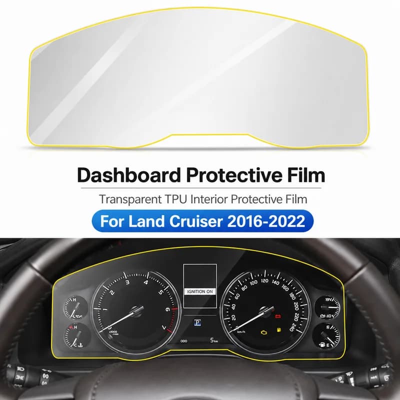 For Land Cruiser 2016-2022 Dashboard Film, Transparent TPU Interior Protective Film, Trim Decoration Accessory, Custom Fit