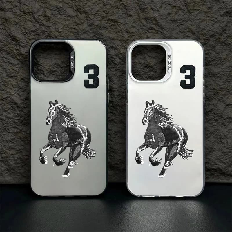 Horse and the number 3 phone case for iPhone 17 16 15 14 13 12 11 Pro/ Max/Plus shock-proof rear cover anti-fingerprint