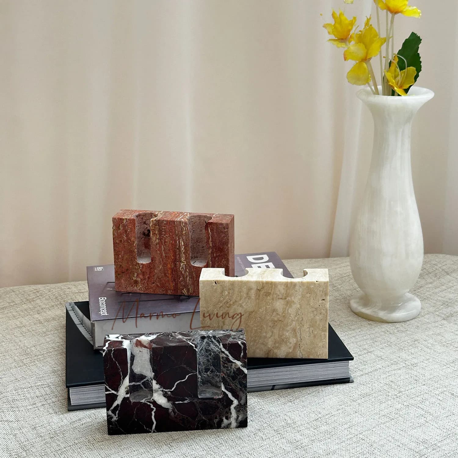 Wabi Sabi Natural Marble Candle Holder Designer Showroom Villa Living Room Dining Creative Home Decor