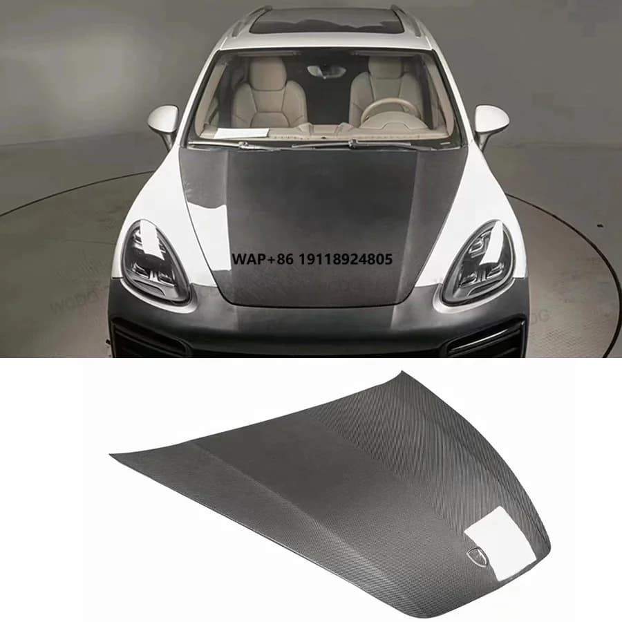 OEM-Style Carbon Fiber Engine Hood Cover for Cayenne 958.1 2011-2014 New Front Hood Bonnet Replacement
