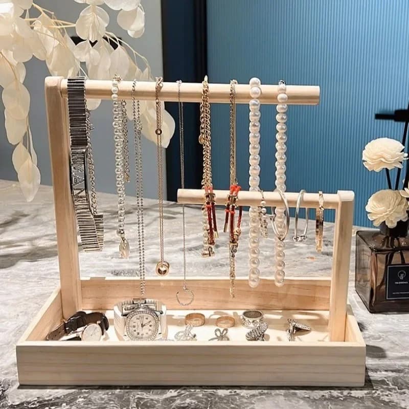 Solid Wood Bracelet Storage Stand Large Bracelets Necklace Display Holder Aesthetic Jewelry Organizer Rack Luxury Jewelry Shelf