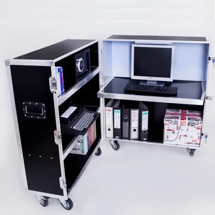Mobile Desk Office Flight Case With Spaces for Computer/Laptop