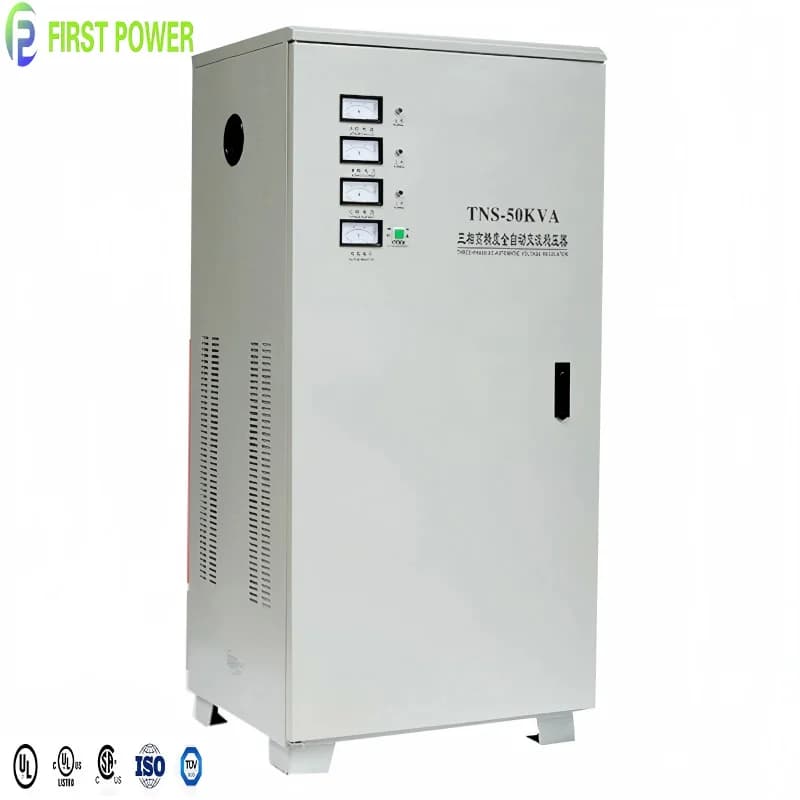 IEC60076 Popular 50/60HZ 110V 220V 380V 400V 10KVA 30KVA 50KVA 100KVA Voltage 3 Phase AVR Stabilizer for Industrial Equipment