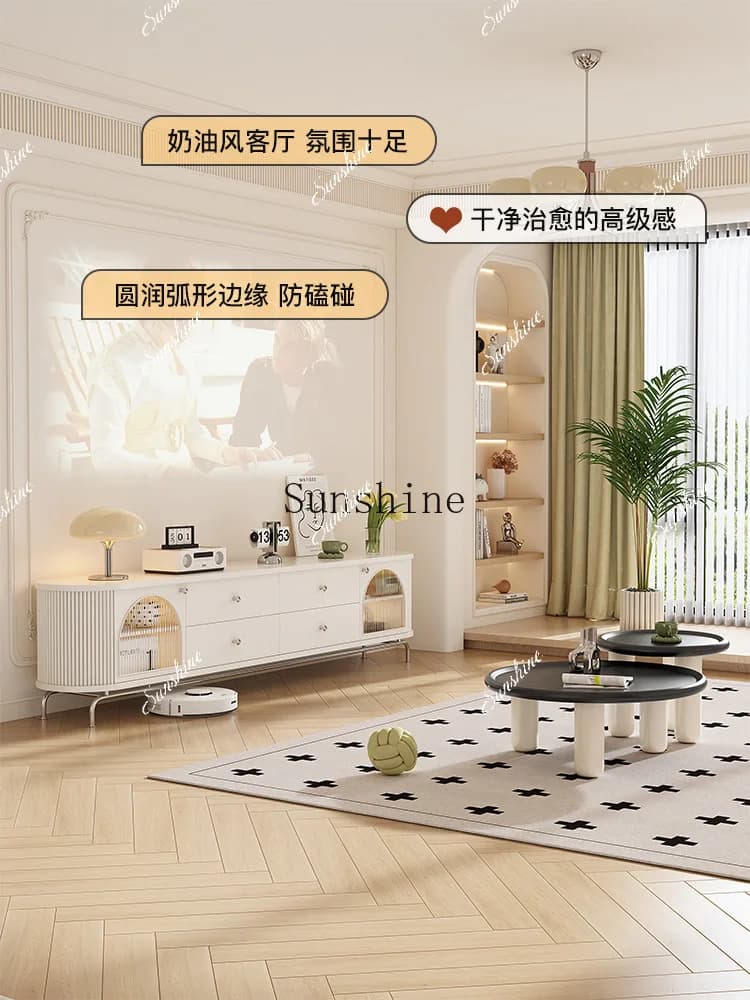 Modern light luxury living room small apartment storage cream wind creative floor cabinet  FT