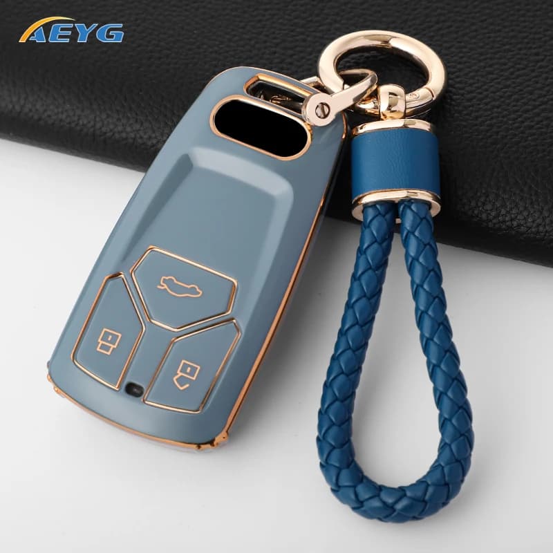 TPU Car Key Case Full Cover Shell For Audi A4 A4L A5 Q5 Q7 TT TTS 8S B9 2016 2017 2018 Car Key Protection Shell Accessories