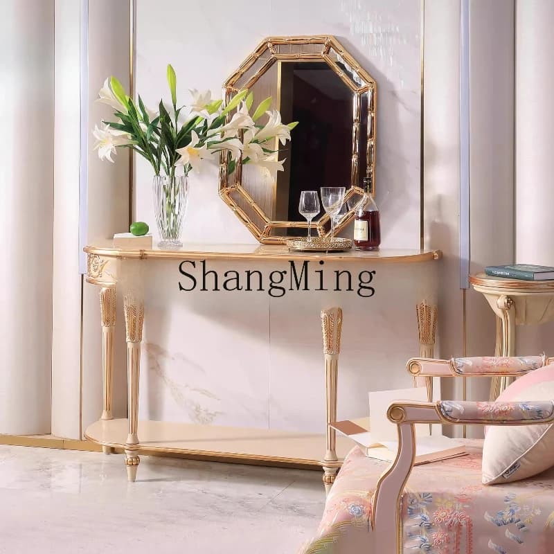 SM home high-end solid wood cabinet carved villa living room palace retro entrance rectangular cabinet