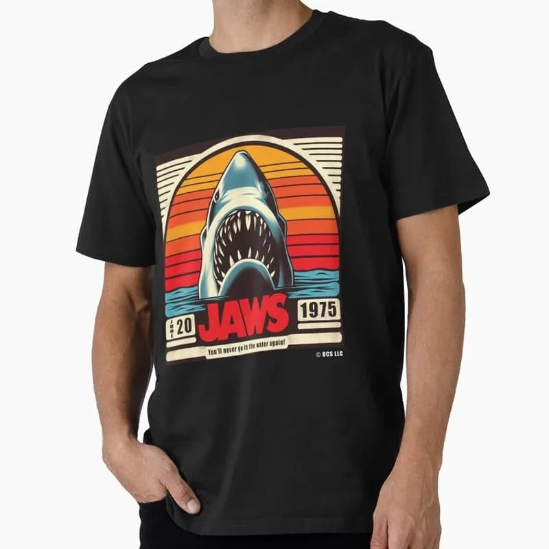 Jaws Horror Movie Unisex T Shirt Retro Amity Island Great White Shark Graphic Tops Short Sleeve Streetwear Tees