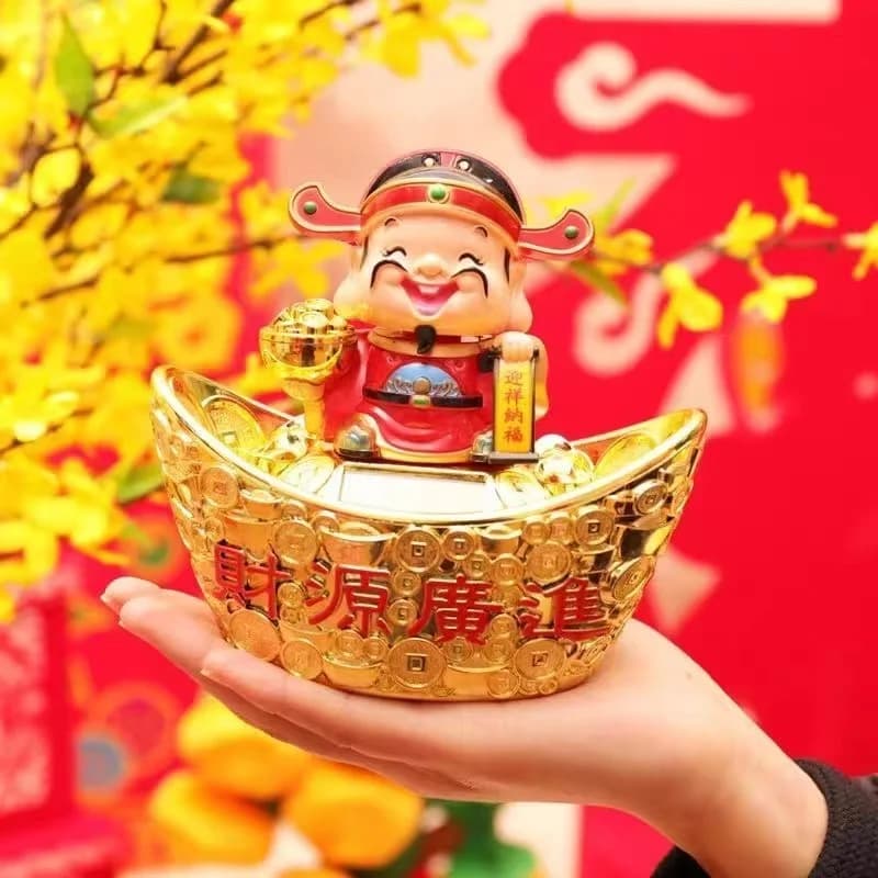 God of Fortune Figurine Feng Shui Home Decoration Solar Nod God of Wealth Mascot Room Decor Car Ornament Lucky Statue