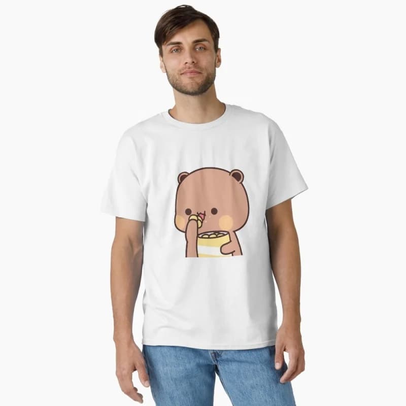 Dudu enjoying his snacks Gift t shirt ‌kawaii‌ Panda Bear Cartoon Graphic tee Cute Y2K Clothes 100% cotton All size Tee S-6XL