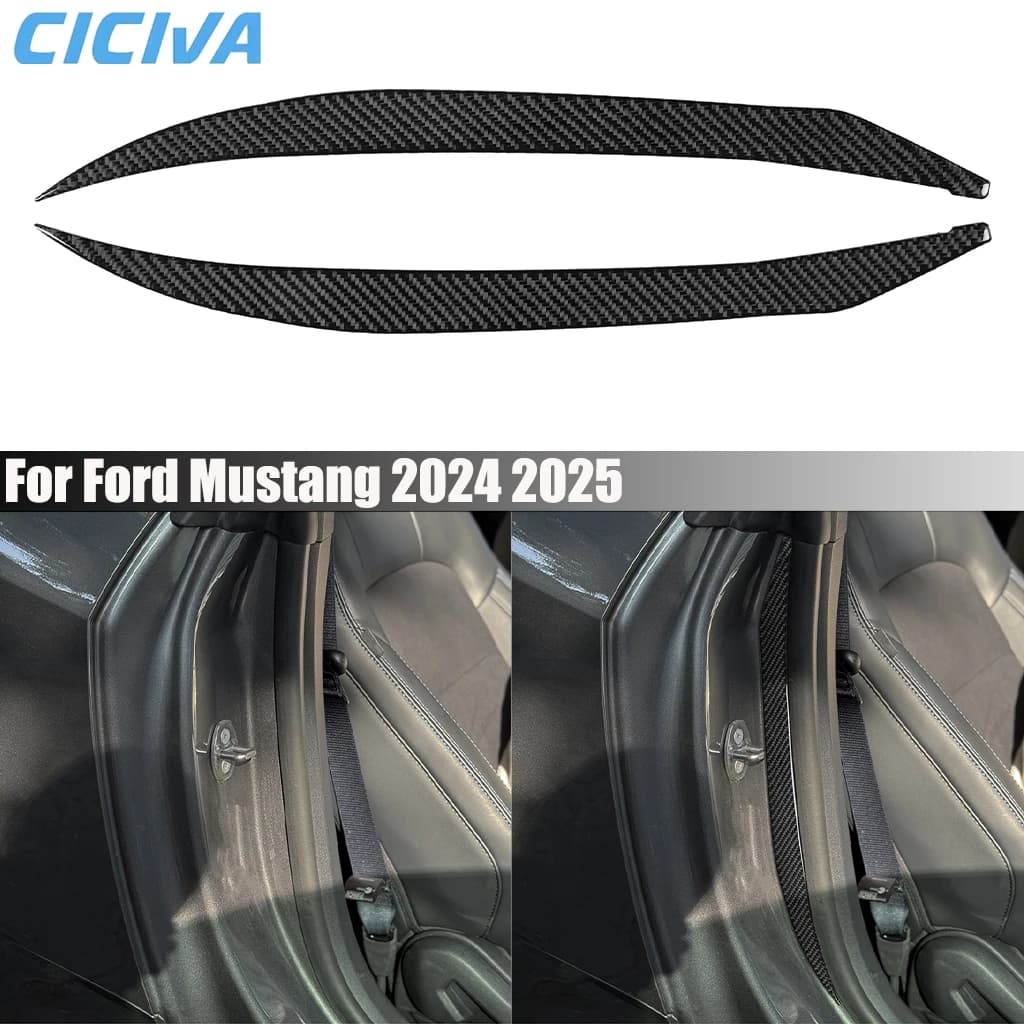 Carbon Fiber Car Accessories Door Armrest Panel Decorative Interior Cover Modified Trim Sticker For Ford Mustang 2024 2025