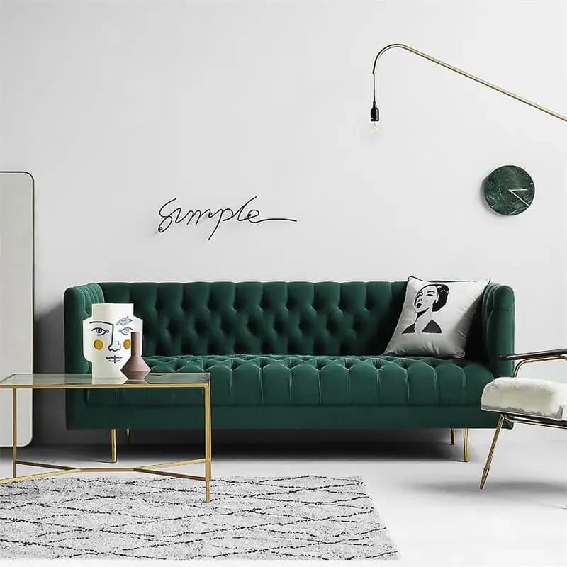 S1  Nordic Light Luxury Three-Seat Sofa Waterproof Emerald Small Apartment Living Room