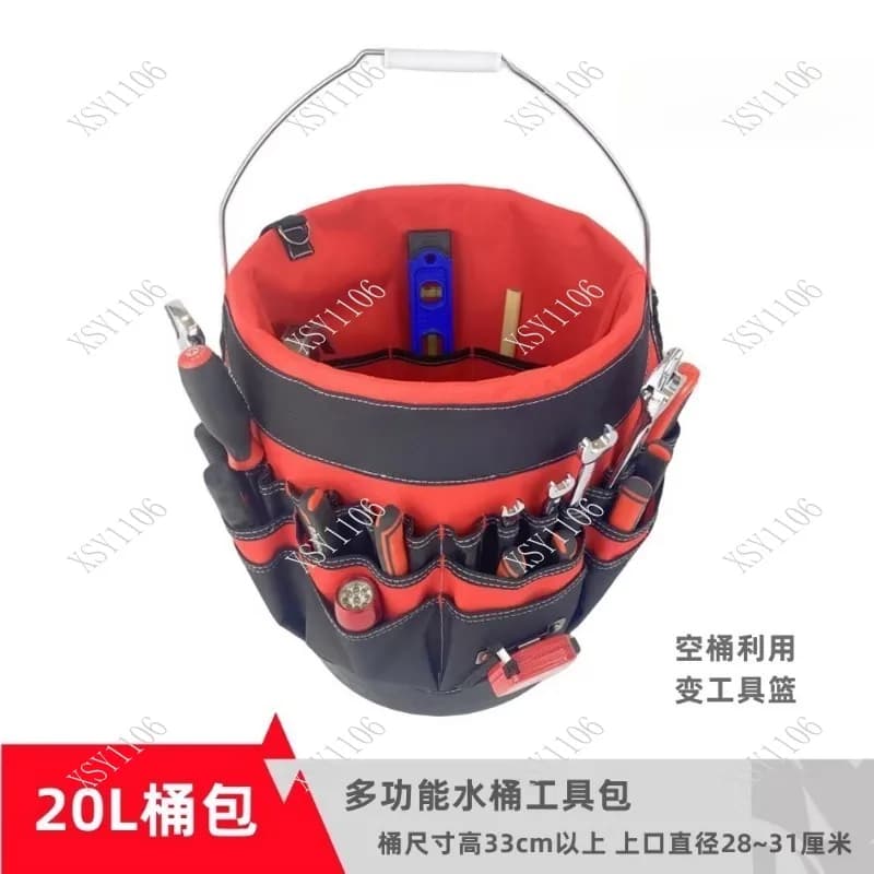 Portable Tool Storage Bucket Bag Durable Organizer for Outdoor Fishing Gardening Maintenance