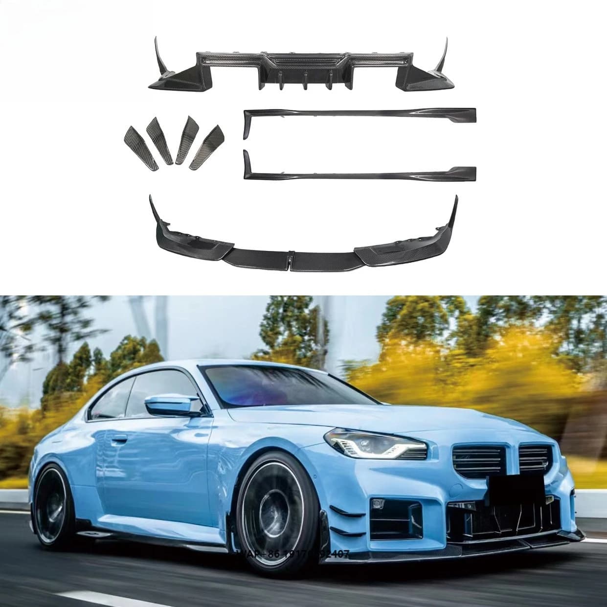 Style Carbon Fiber Bodykit for M2 G87 2023+ Front Lip Side Skirt Rear Diffuser Front Bumper Splitter Auto Parts