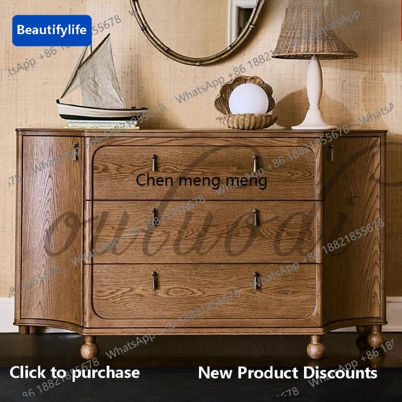 M183 American medieval solid wood bucket cabinet, living room entrance cabinet, household wall decorative cabinet