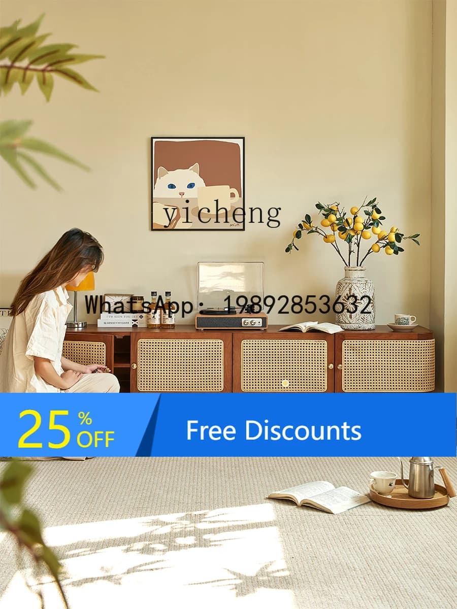 Vintage Style Solid Wood Living Room Light Luxury High-End Home Storage Cabinet for Small Apartments
