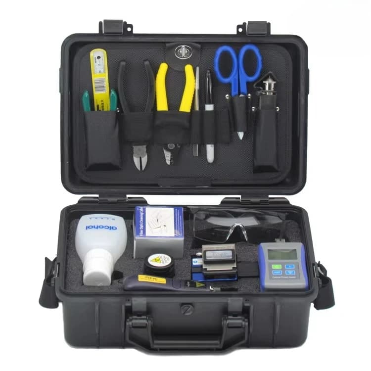Fiber Tool  WFTK-08  Fiber Optic FTTH Termination 14 in 1  Carry case with  r Cleaver FC-6S OPM VFL Optic Fiber Tool Kit