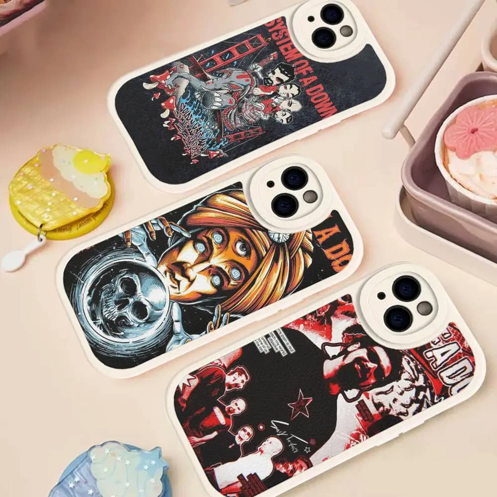 Metal Band System Of A Down Phone Case For IPhone 16 15 14 13 12 11 Pro Max Plus Leather Soft Cover