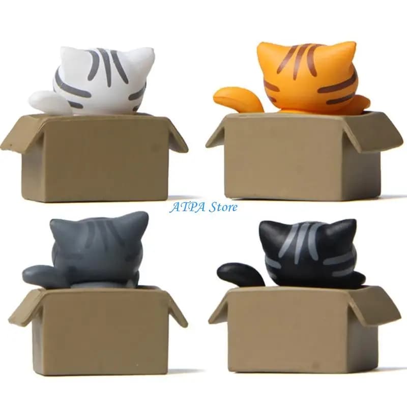 U13C Attractive Car Accessory Funny Cats Sculpture For Dashboard Home Office Decorati