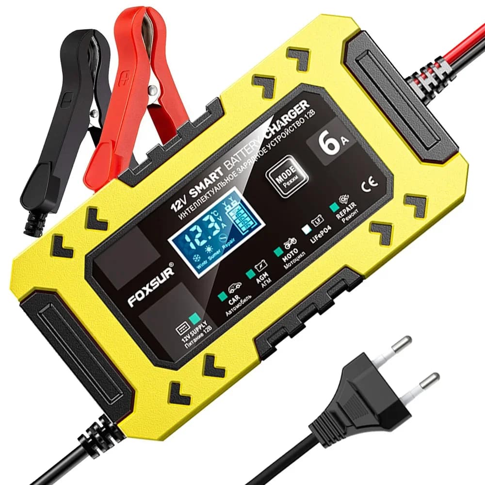 For LiFePO4 Ten-stage Auto Battery Charger Intelligent with Power Mode Charger 12V6A  Lead Acid Battery Charger Repair Function