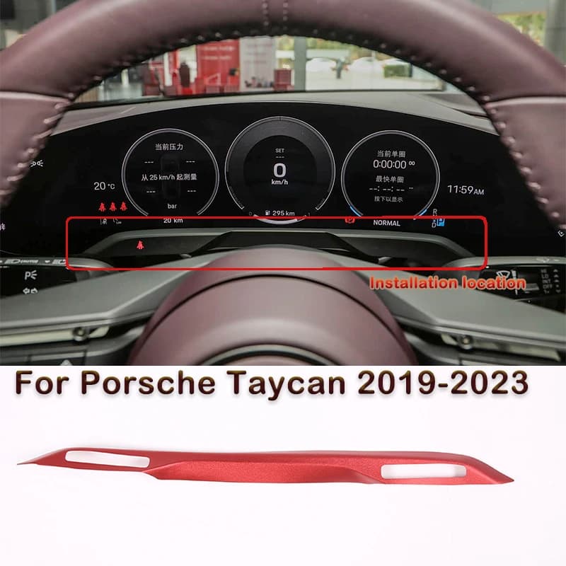 Aluminum Alloy Red For Porsche Taycan 2019-2023 Car Dashboard Indicator Light Display Frame Cover Trim Car Accessories(LHD)