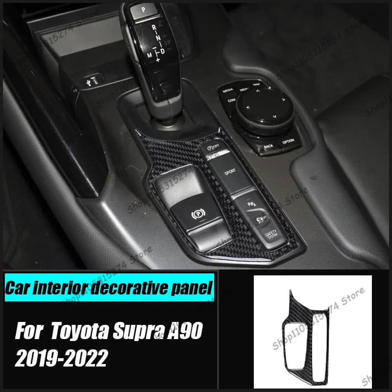 Car Interior Modification,for 19-22 Toyota Supra A90 Carbon Fiber Gear Panel Decorative Sticker Interior Interior Modification