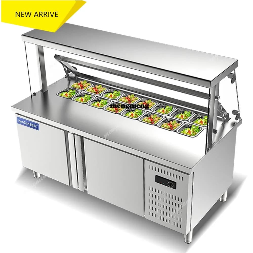 Commercial Counter Top Salad Bar Counter Display Refrigerator Pizza Prep Table Refrigerator Restaurant Equipment