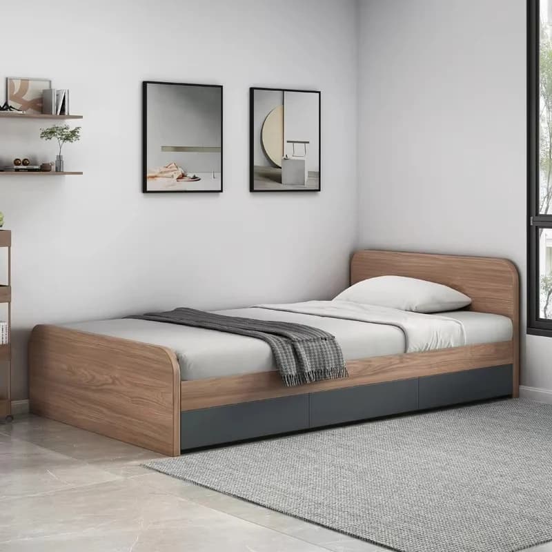 European Wood Bed Frame Headboard Platform Under Storage Queen Bed Frame Twin King Size Modern Cama De Casal Bedroom Furniture