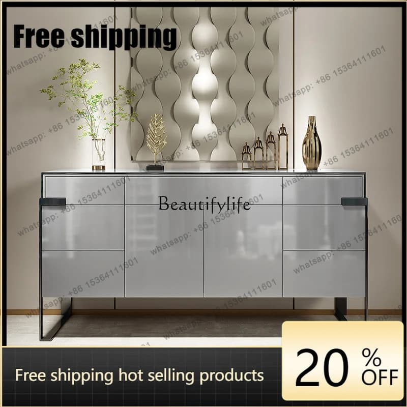 jj5  Italian Light Luxury Dining Side Cabinet Modern Minimalist Door Cabinet Living Room Wall Decorative Cabinet