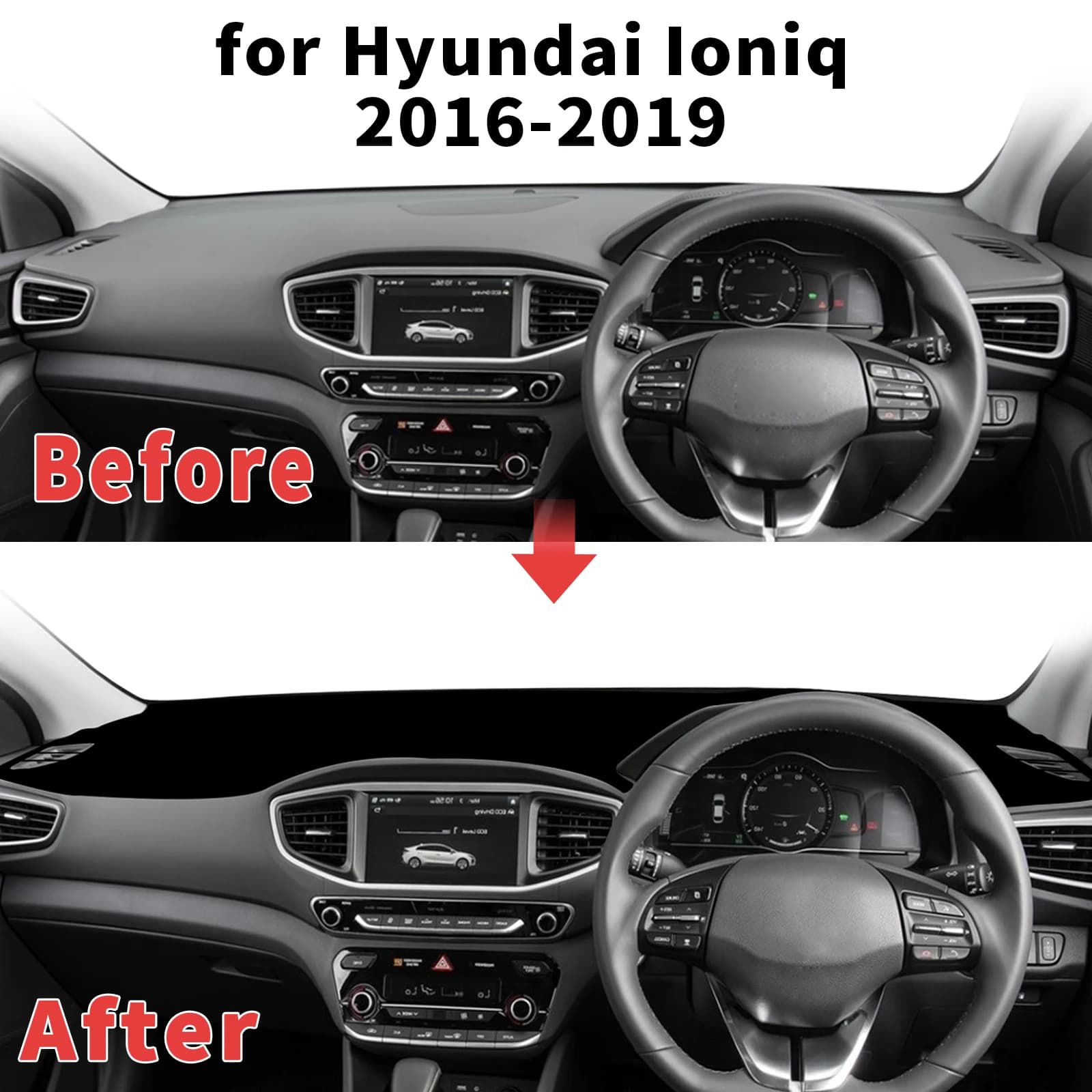 for Hyundai Ioniq 2016-2019 Electric EV Hybrid Dashboard Cover Sun Shade Protector Dashmat Anti-Glare UV Carpet Mat Dash Mat
