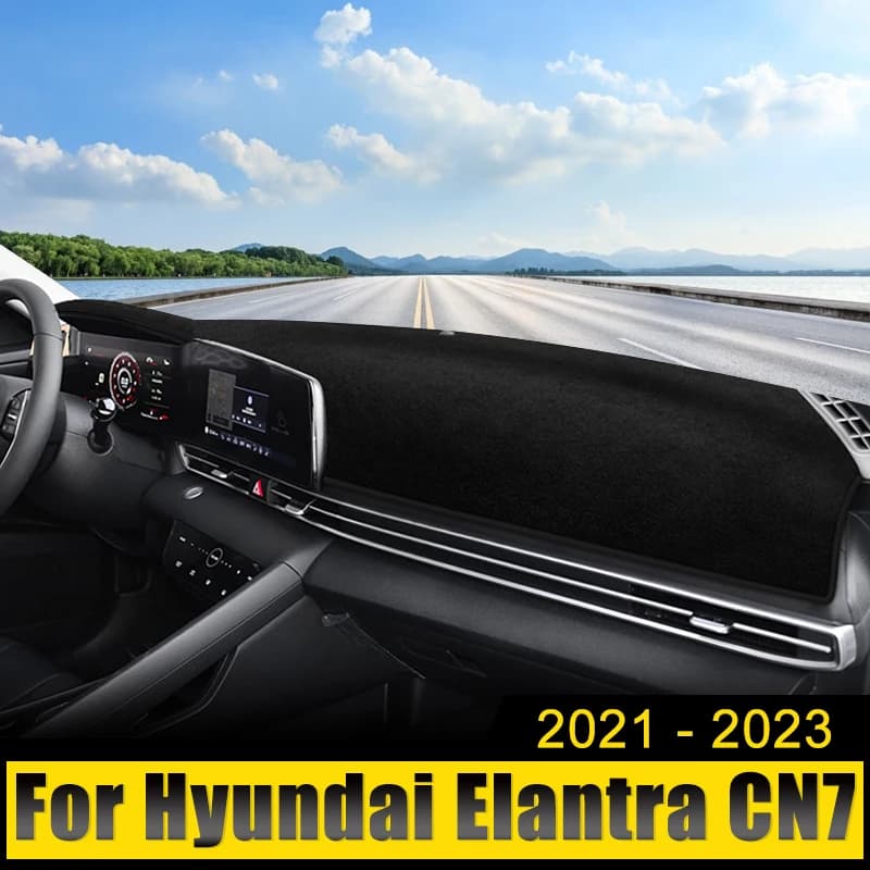 Car Dashboard Cover Avoid Light Pad Sun Shade Anti-UV Carpets Non-Slip Mats For Hyundai Elantra CN7 N Line 2021 2022 2023 2024