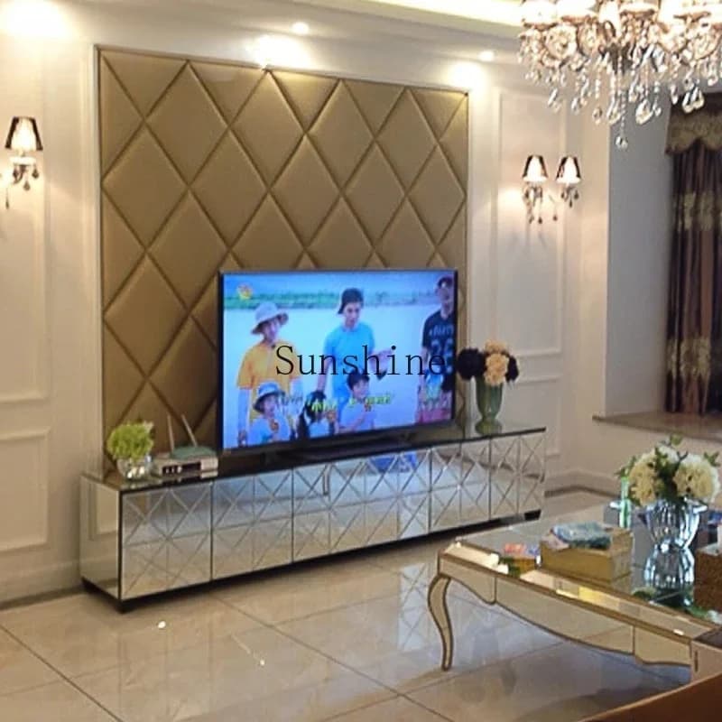 FT  European mirror TV cabinet, Nordic simple modern home living room furniture F1419