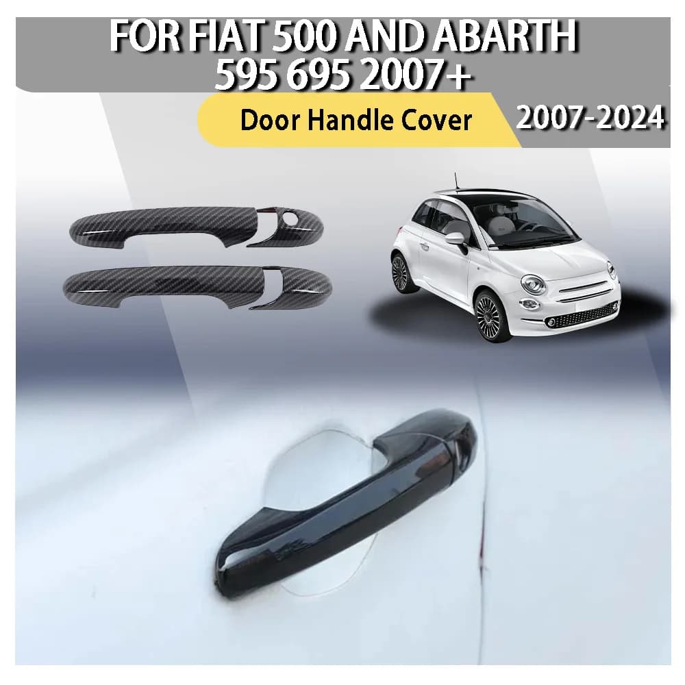 Door Handle Cover For Fiat 500 And Abarth 595 695 2007/Glossy black Car Door Handles Decorative Cover Trim Exterior Accessories