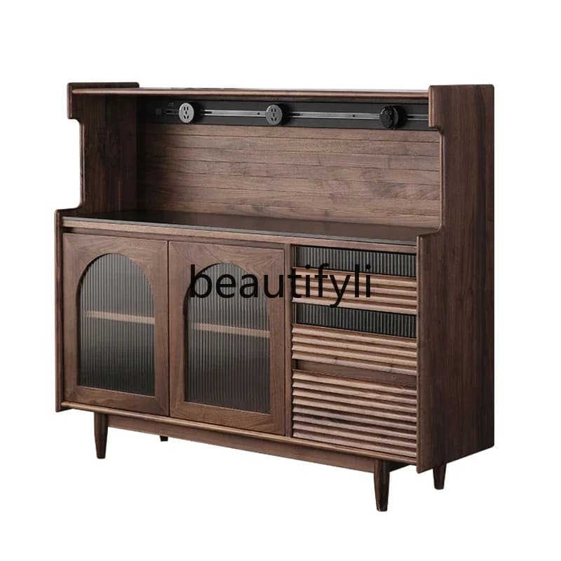 North American black walnut Japanese solid wood dining side, locker, modern simple rock slab tea cabinet