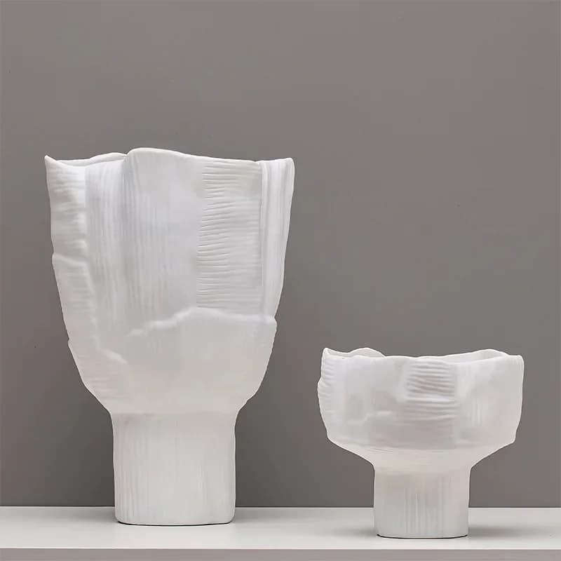 Resin Pots Abstract Geometric Wide-mouth Flower Pots Tabletop Handicraft Ornaments Flower Vase Home Decoration Accessories