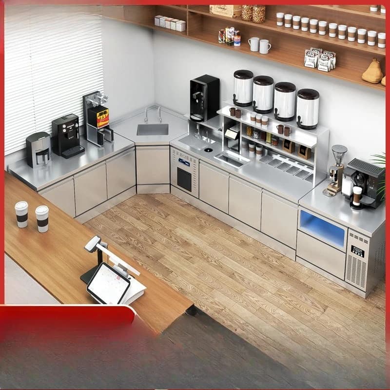 Milk tea shop equipment full set of water bar slotting commercial refrigeration and freezing operation table cold drink shop