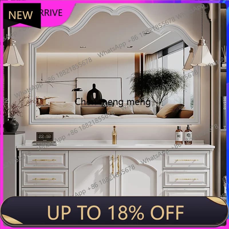 M78 French retro oak bathroom cabinet combination washstand ceramic integrated basin sink